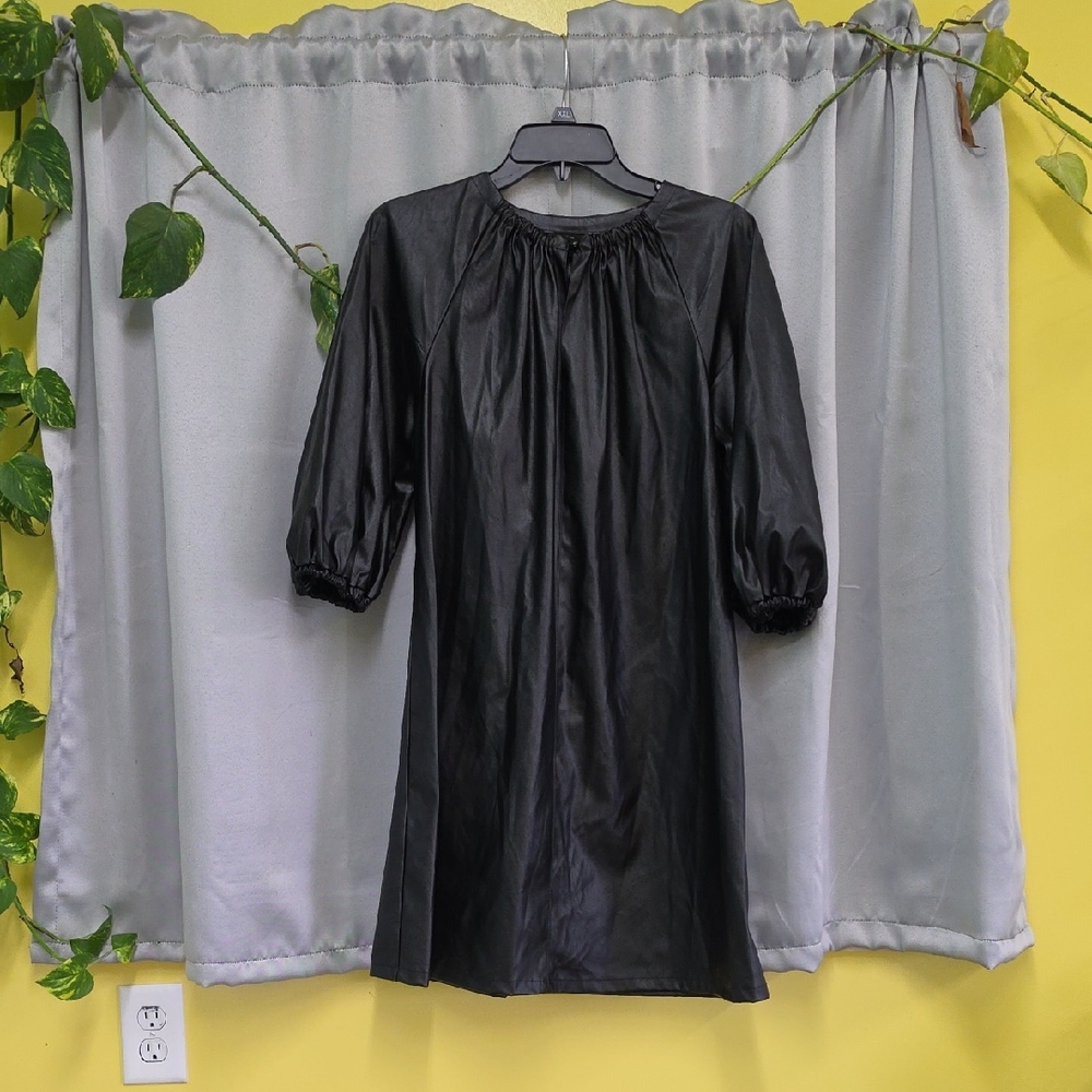 Who What Wear Black Faux Leather Dress